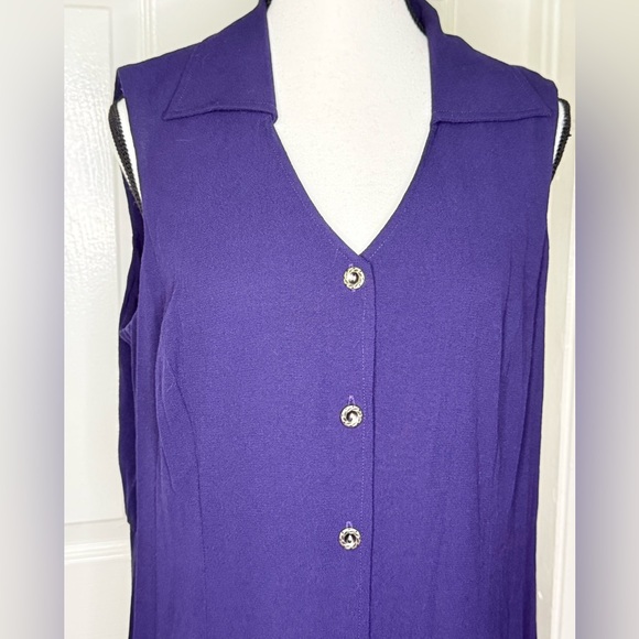 Dana Kay Dresses & Skirts - Dana Kay 90s Vintage Purple Button-Down Sleeveless Maxi Dress Size 16